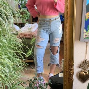 LF Carmar Light Wash High Rise Ripped Jeans